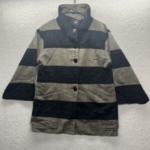 Zara Coat Womens Medium Gray Black Blazer Buttons Long Sleeve Spain Made Preppy